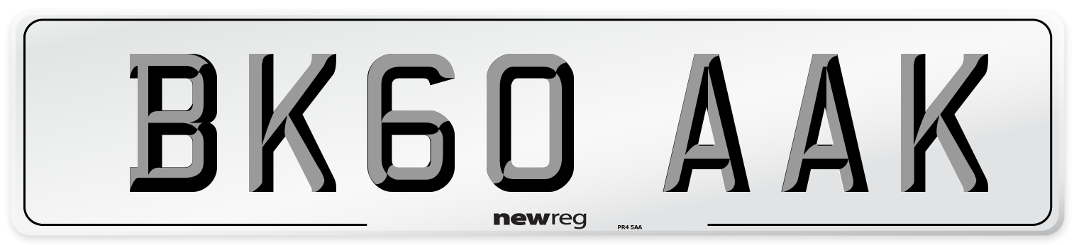 BK60 AAK Number Plate from New Reg